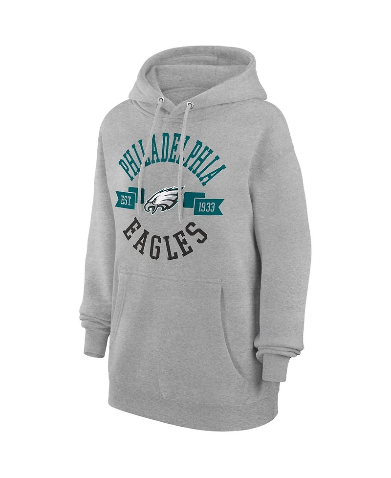 G-iii 4Her by Carl Banks Women's Heather Gray Philadelphia Eagles City Graphic Team Fleece Pullover Hoodie