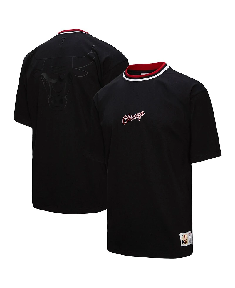 Mitchell & Ness Men's and Women's Black Chicago Bulls Playmaker Logo T-Shirt