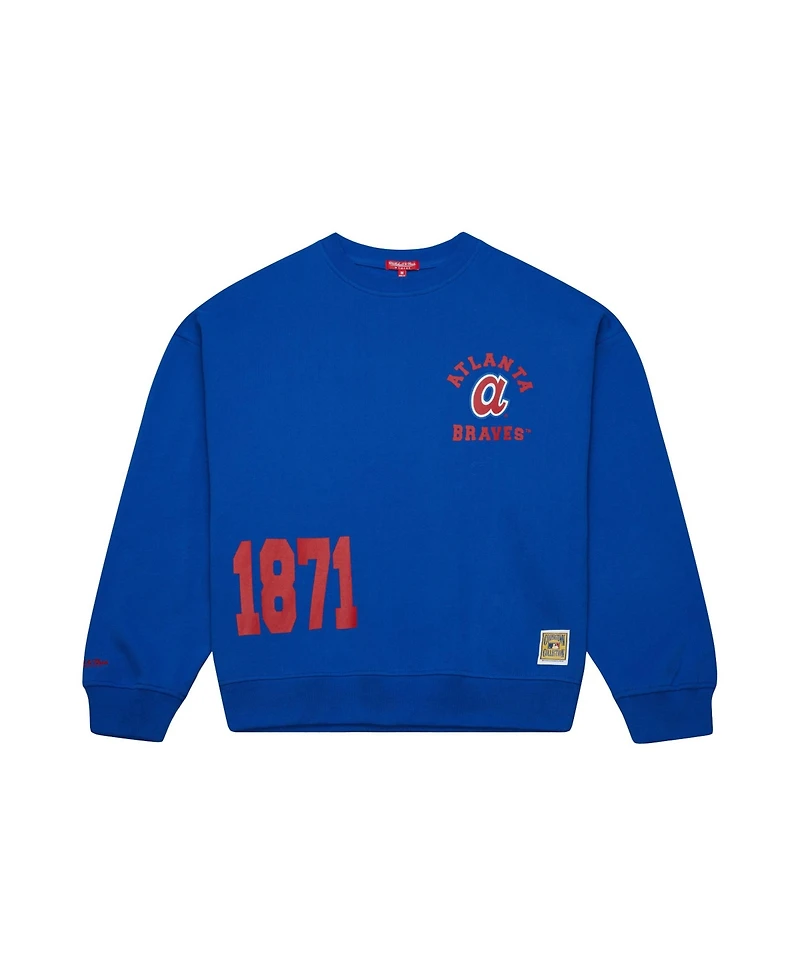 Mitchell & Ness Women's Royal Atlanta Braves Cooperstown Collection Crewneck Sweatshirt
