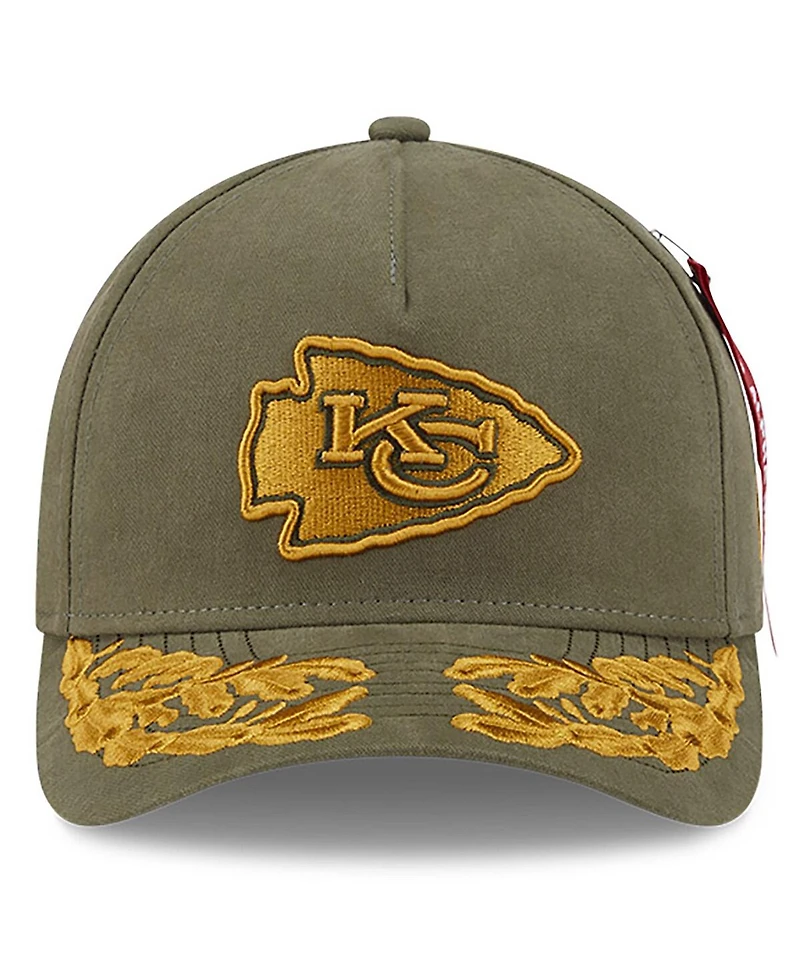 New Era x Alpha Industries Men's Olive Kansas City Chiefs A-Frame 9FORTY Adjustable Hat