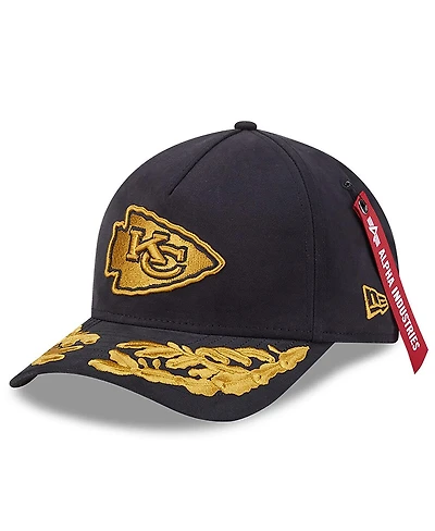 New Era x Alpha Industries Men's Black Kansas City Chiefs A-Frame 9FORTY Adjustable Hat