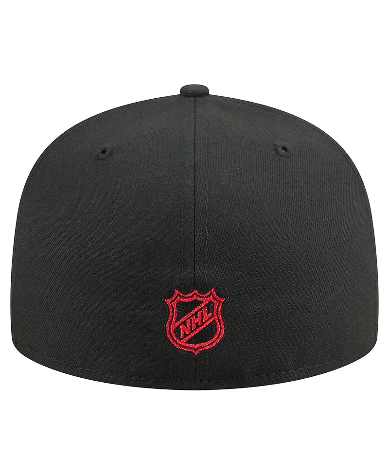 New Era Men's Black Chicago Blackhawks Oversized Arch 59Fifty Fitted Hat