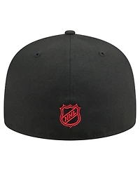 New Era Men's Black Chicago Blackhawks Oversized Arch 59Fifty Fitted Hat