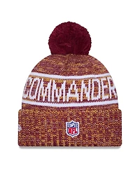New Era Men's Burgundy Washington Commanders 2025 Sideline Cold Weather Cuffed Pom with Knit Hat