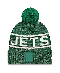 New Era Men's Green New York Jets 2025 Sideline Cold Weather Cuffed Pom with Knit Hat