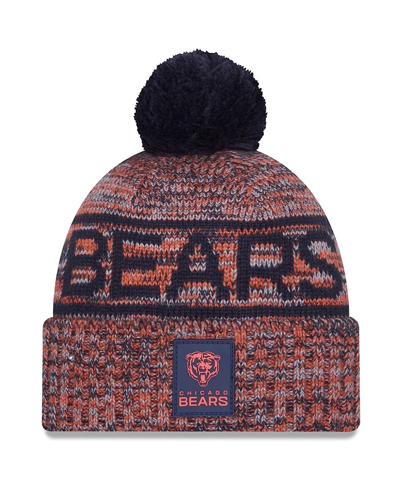 New Era Men's Orange Chicago Bears 2025 Sideline Cold Weather Cuffed Pom with Knit Hat