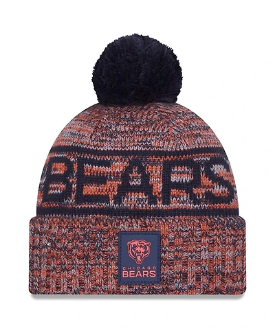 New Era Men's Orange Chicago Bears 2025 Sideline Cold Weather Cuffed Pom with Knit Hat