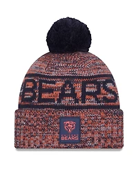 New Era Men's Orange Chicago Bears 2025 Sideline Cold Weather Cuffed Pom with Knit Hat