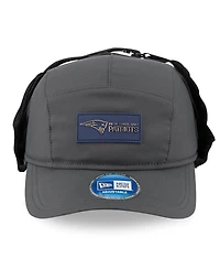 New Era Men's Charcoal New England Patriots 2025 Sideline Cold Weather Runner Dog Ear Adjustable Hat