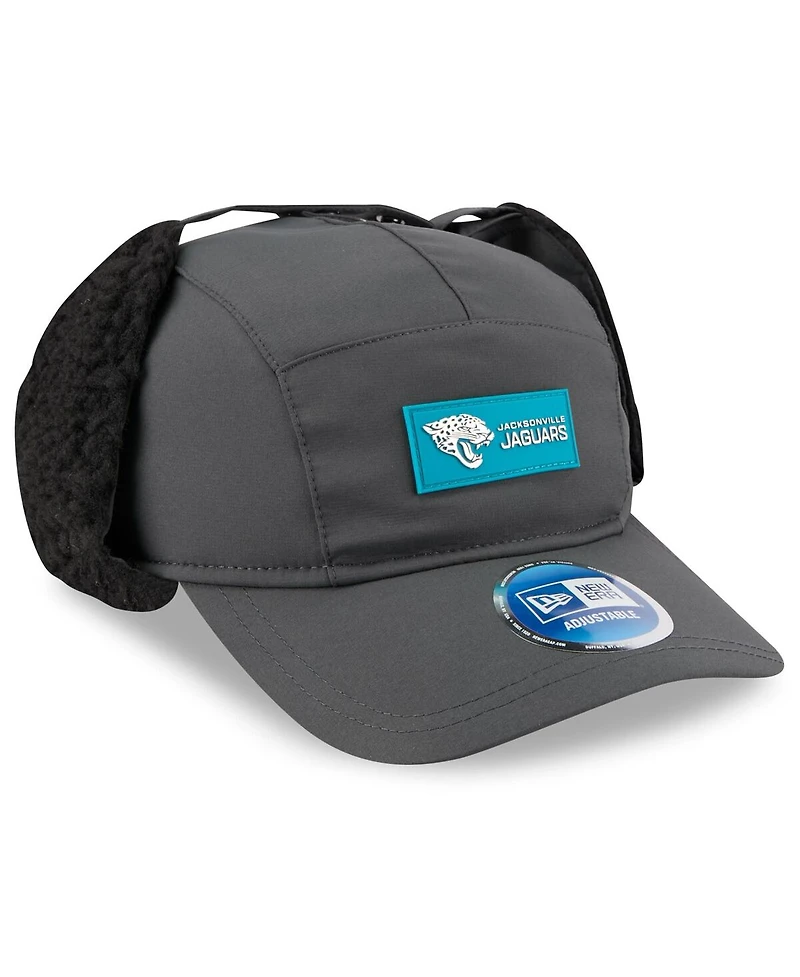 New Era Men's Charcoal Jacksonville Jaguars 2025 Sideline Cold Weather Runner Dog Ear Adjustable Hat