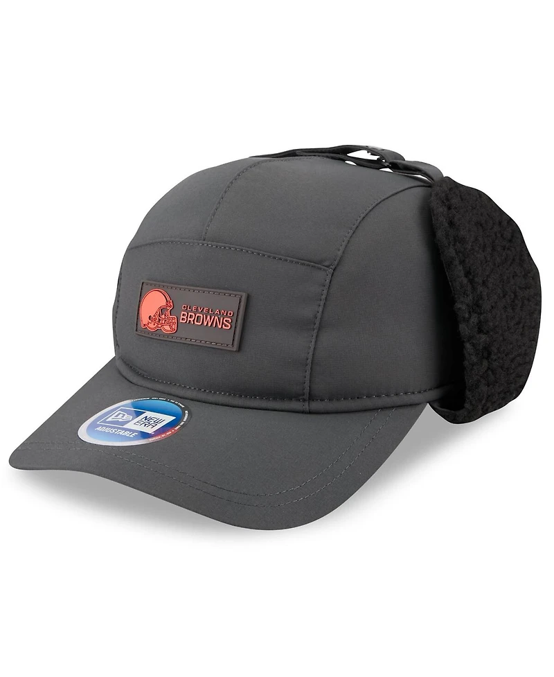 New Era Men's Charcoal Cleveland Browns 2025 Sideline Cold Weather Runner Dog Ear Adjustable Hat