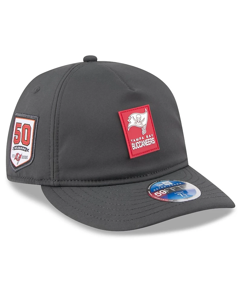 New Era Men's Charcoal Tampa Bay Buccaneers 2025 Sideline Cold Weather Retro Crown 59FIFTY Fitted Hat