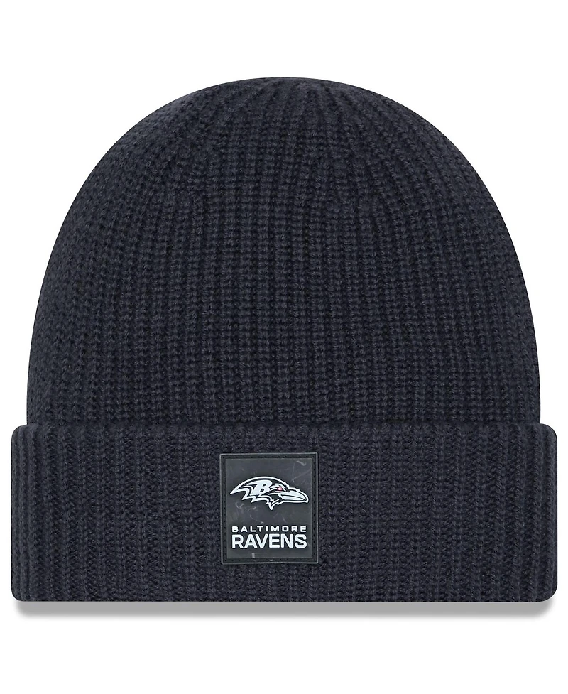 New Era Men's Charcoal Baltimore Ravens 2025 Sideline Cold Weather Cuffed Knit Hat