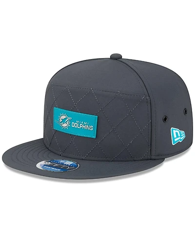 New Era Men's Charcoal Miami Dolphins 2025 Sideline Cold Weather Split Panel 9FIFTY Snapback Hat