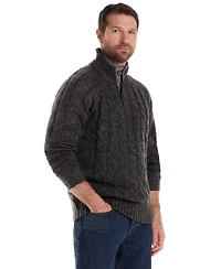 Weatherproof Vintage Men's Cable Knit Quarter Button Long Sleeve Sweater