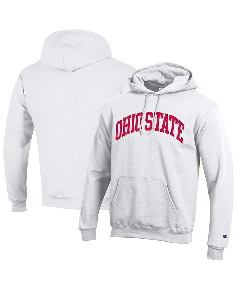 Champion Men's White Ohio State Buckeyes Basic Arch Fleece Pullover Hoodie