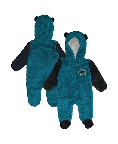 Outerstuff Baby Boys and Girls Newborn Teal San Jose Sharks Stay Napping Fleece Bunting Full-Zip Sleeper