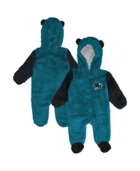 Outerstuff Baby Boys and Girls Newborn Teal San Jose Sharks Stay Napping Fleece Bunting Full-Zip Sleeper