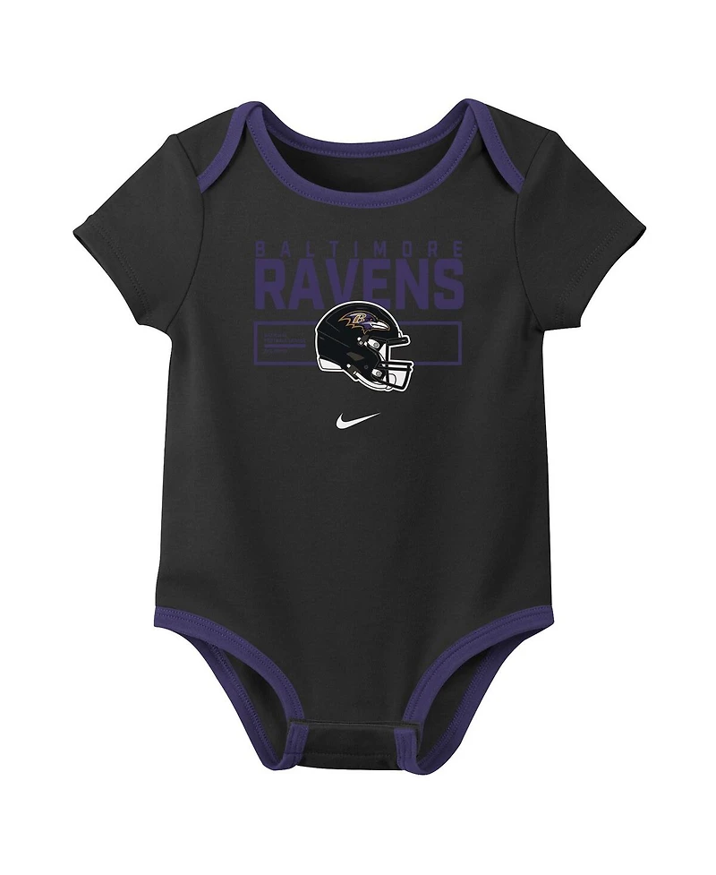 Nike Baby Boys and Girls 3-Piece Baltimore Ravens Bodysuit Set