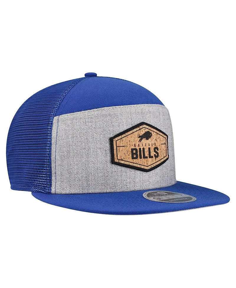 New Era Men's Gray/Royal Buffalo Bills Cork Split Panel 9FIFTY Trucker Snapback Hat