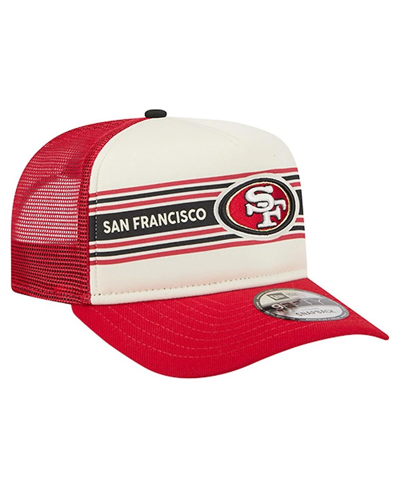New Era Men's Cream/Scarlet San Francisco 49ers Banner A-Frame 9FIFTY Trucker Snapback Hat