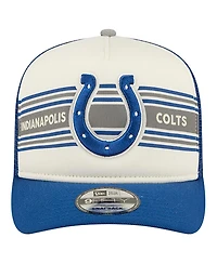 New Era Men's Cream/Royal Indianapolis Colts Banner A-Frame 9FIFTY Trucker Snapback Hat