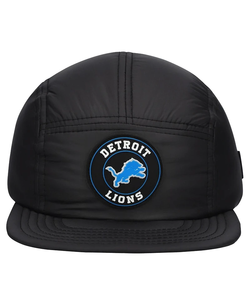 New Era Men's Black Detroit Lions Quilted Camper Adjustable Hat