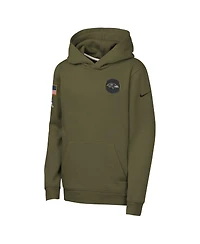 Nike Big Boys and Girls Olive Baltimore Ravens 2025 Salute to Service Club Fleece Hoodie