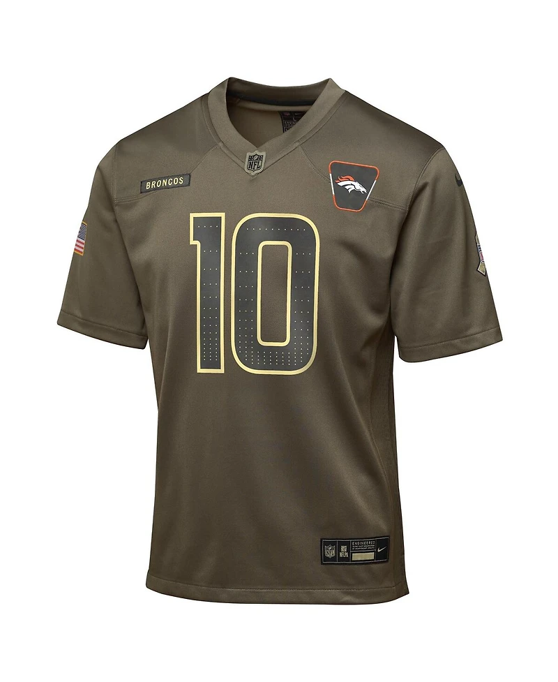 Nike Big Boys and Girls Bo Nix Olive Denver Broncos 2025 Salute to Service Game Jersey