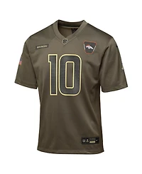 Nike Big Boys and Girls Bo Nix Olive Denver Broncos 2025 Salute to Service Game Jersey