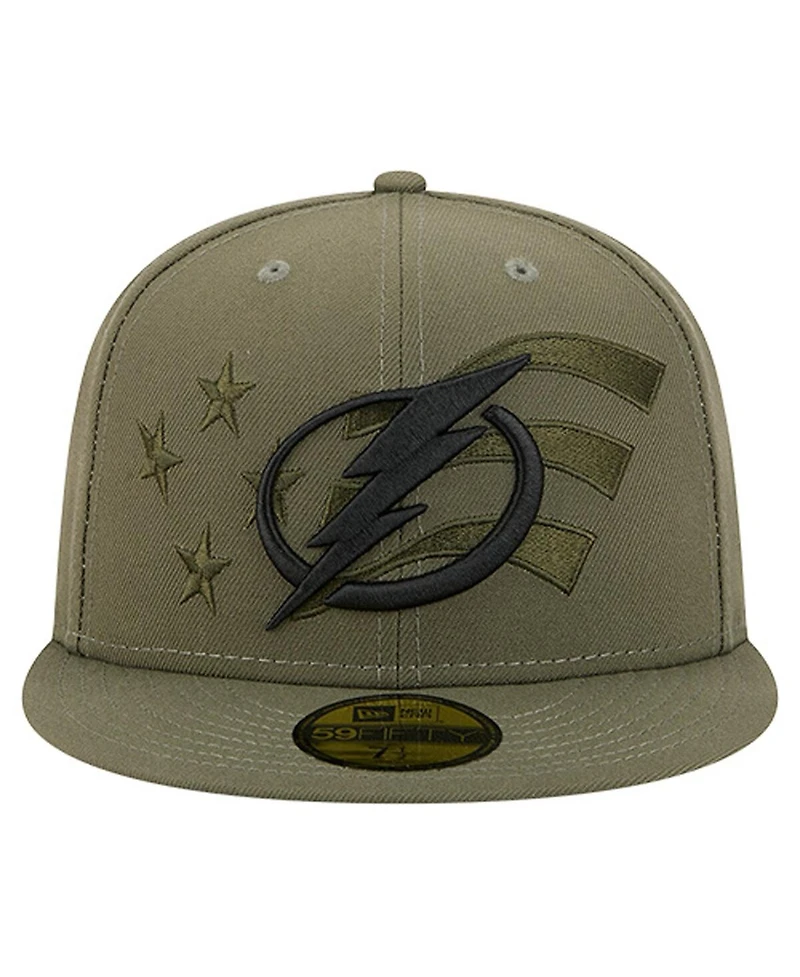 New Era Men's Olive Tampa Bay Lightning Military Appreciation Flag 59FIFTY Fitted Hat