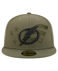 New Era Men's Olive Tampa Bay Lightning Military Appreciation Flag 59FIFTY Fitted Hat