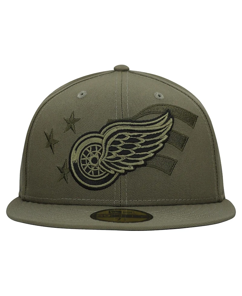 New Era Men's Olive Detroit Red Wings Military Appreciation Flag 59FIFTY Fitted Hat