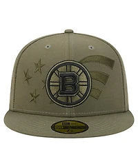New Era Men's Olive Boston Bruins Military Appreciation Flag 59FIFTY Fitted Hat