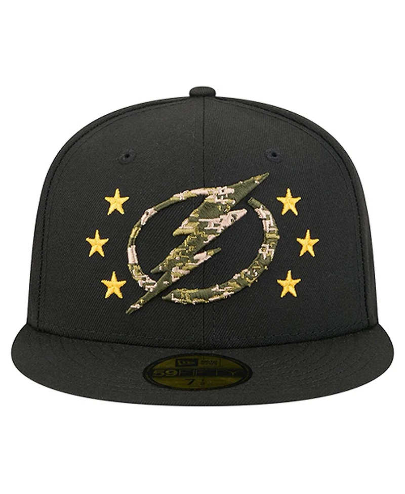 New Era Men's Black Tampa Bay Lightning Military Appreciation Digital Camo Stars 59FIFTY Fitted Hat