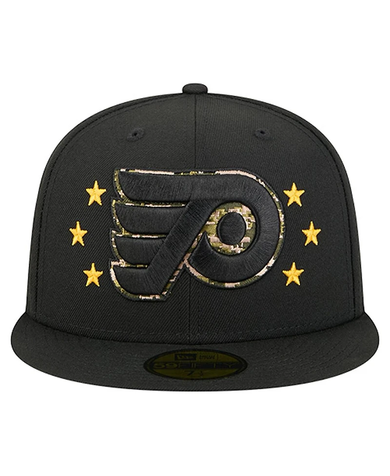 New Era Men's Black Philadelphia Flyers Military Appreciation Digital Camo Stars 59FIFTY Fitted Hat
