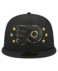 New Era Men's Black Philadelphia Flyers Military Appreciation Digital Camo Stars 59FIFTY Fitted Hat