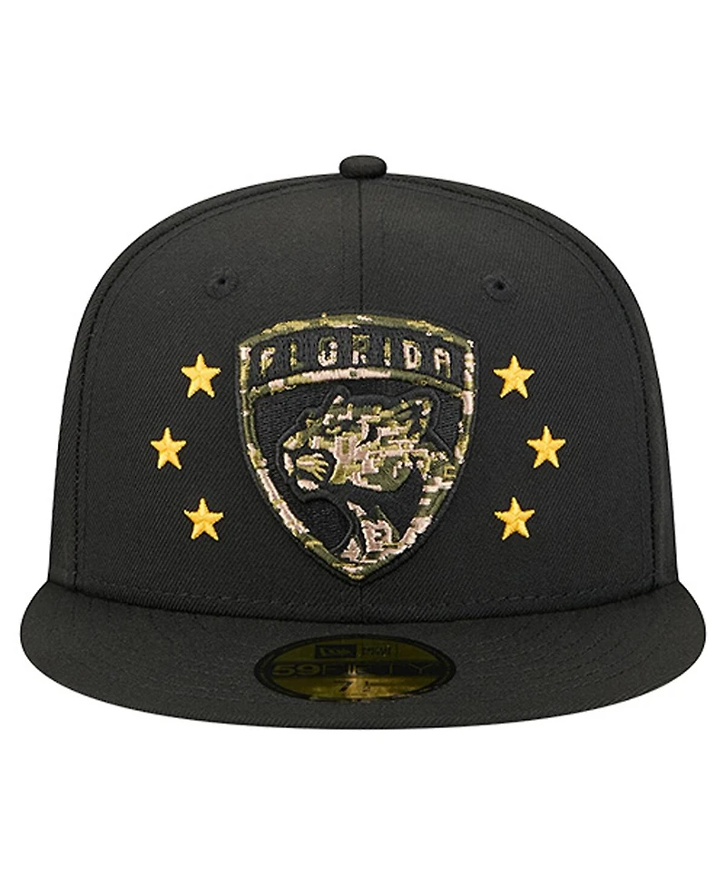 New Era Men's Black Florida Panthers Military Appreciation Digital Camo Stars 59FIFTY Fitted Hat