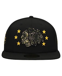 New Era Men's Black Chicago Blackhawks Military Appreciation Digital Camo Stars 59FIFTY Fitted Hat
