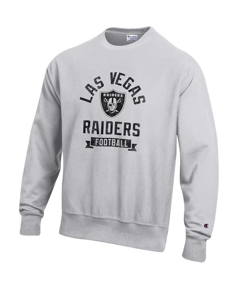 Champion Men's Heather Gray Las Vegas Raiders Reverse Weave Fleece Pullover Sweatshirt