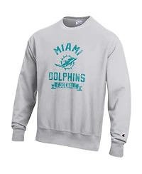 Champion Men's Heather Gray Miami Dolphins Reverse Weave Fleece Pullover Sweatshirt