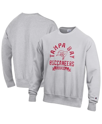 Champion Men's Heather Gray Tampa Bay Buccaneers Reverse Weave Fleece Pullover Sweatshirt
