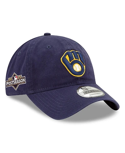 New Era Men's Navy Milwaukee Brewers 2025 Mlb Postseason Side Patch 9TWENTY Adjustable Hat