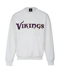 Cuce Women's White Minnesota Vikings Chenille Jeweled Sweatshirt