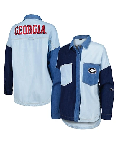 Hype And Vice Women's Denim Georgia Bulldogs Multi-Hit Hometown Full-Snap Jacket