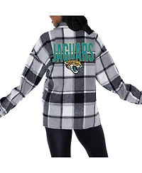Gameday Couture Women's Gray Jacksonville Jaguars Fieldside Fun Plaid Button-Up Overshirt
