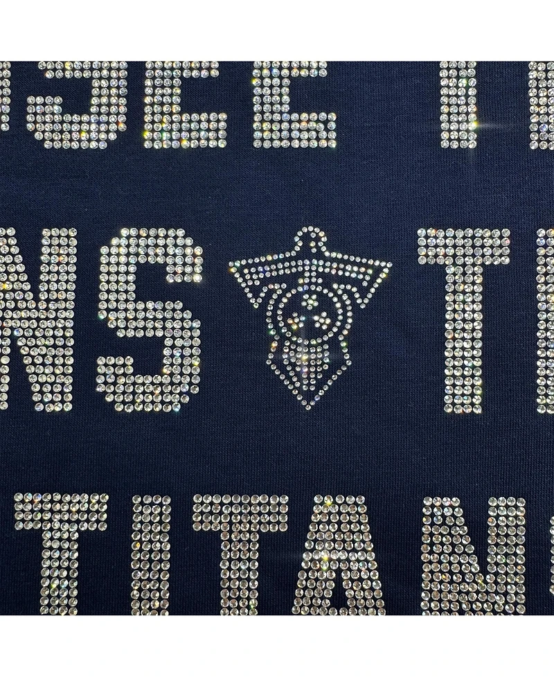Gameday Couture Women's Navy Tennessee Titans Relaxed Drop Shoulder Hype Era Rhinestone Text Sweatshirt