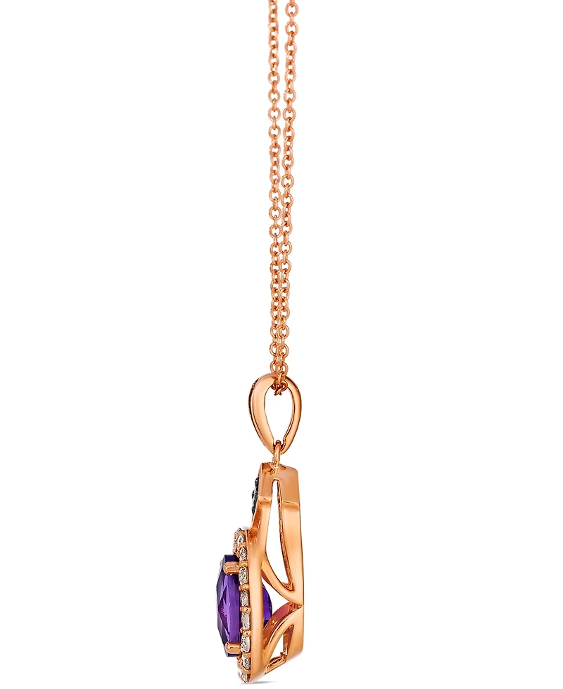 Le Vian Dark Amethyst (1.14 ct. t.w.), Nude Diamond (.31 ct. t.w.) and Chocolate Diamond Pendant Necklace (.05 ct. t.w.) in 14K Strawberry Gold