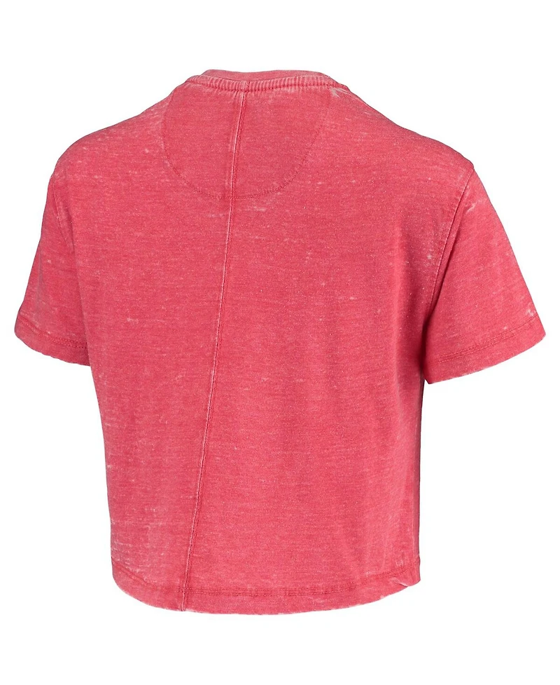 Pressbox Women's Red Wisconsin Badgers Edith Burnout Crop T-Shirt