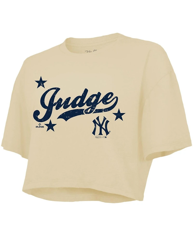 Majestic Women's Aaron Judge Cream New York Yankees Boxy Crop Top